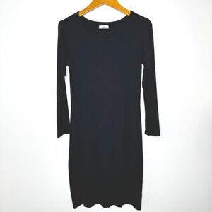 Storq Long Sleeve Ribbed Midi Dress Size 4 Black